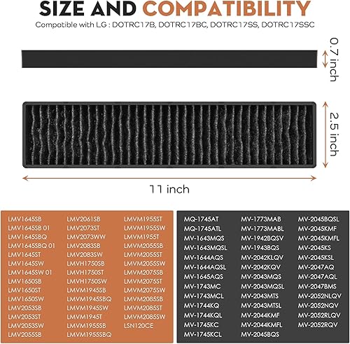 Miniatura 3 de Filtro de carbón de repuesto para microondas LG LMV1650ST LMV1650SW LMV2031BD, LMV2031SB LMV2053SB LMV2053ST MV2047AQL MV2045ATS LG repuesto para