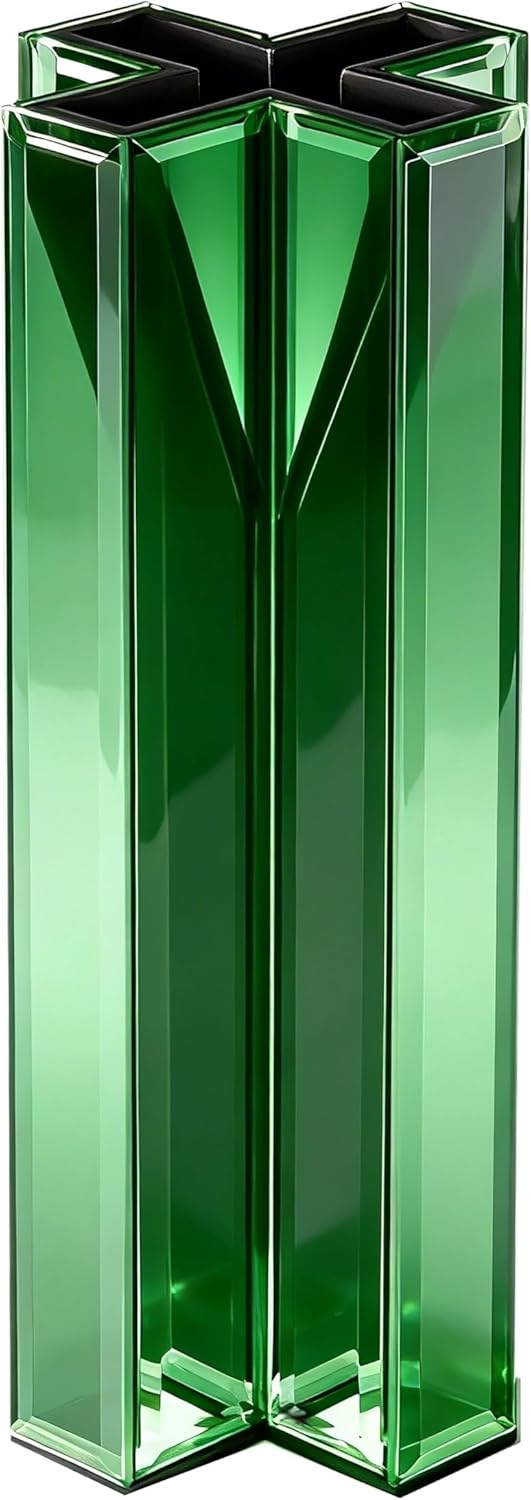 SHYFOY Green Mirrored Vase for St Patricks Day Decorations - 12 Inch Tall Decorative Glass Flower Vases for Home Living Room Table Kitchen Fireplace Decor - Can’t Hold Water