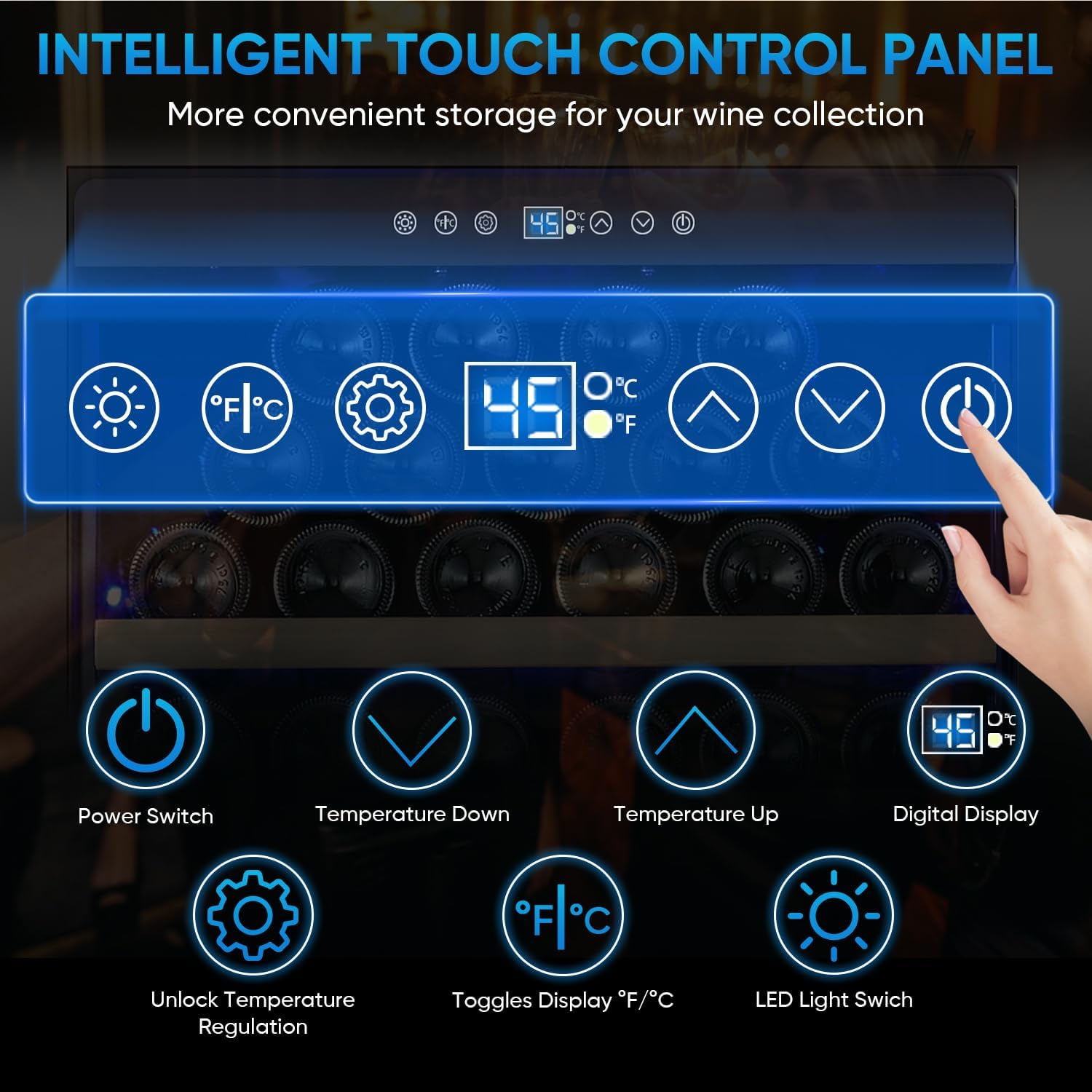 130 Can Beverage Cooler & 200 Bottle Wine Fridge Combo, Built-In/Freestanding Refrigerator With Advanced Compressor & Low Noise - Black