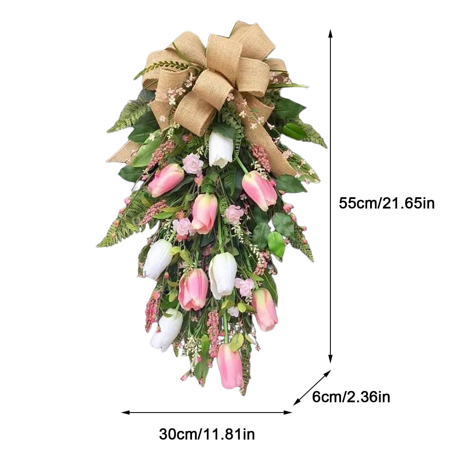 Ghirlanda A Decorazione per Portico 55 Cm | Ghirlanda Primaverile Per Casa Porta d'Ingresso Portico Parete Finestra Festival Matrimonio Primavera Autunno Inverno