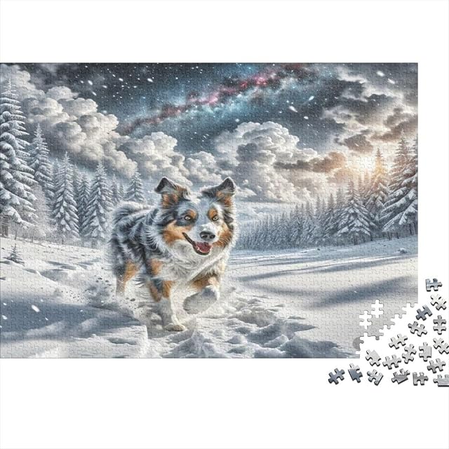 Puzzle 1000 Piezas Border Collie Husky Bosque Nevada para Adultos