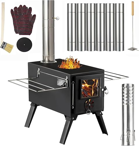 AVOFOREST hot tent wood burning stove with chimney pipes