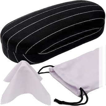 MyEyeglassCase - Large Sunglasses Case - Hard Glasses Case Holder w/Pouch & Cloth - Eyeglass Case Aviator Frames Men & Women