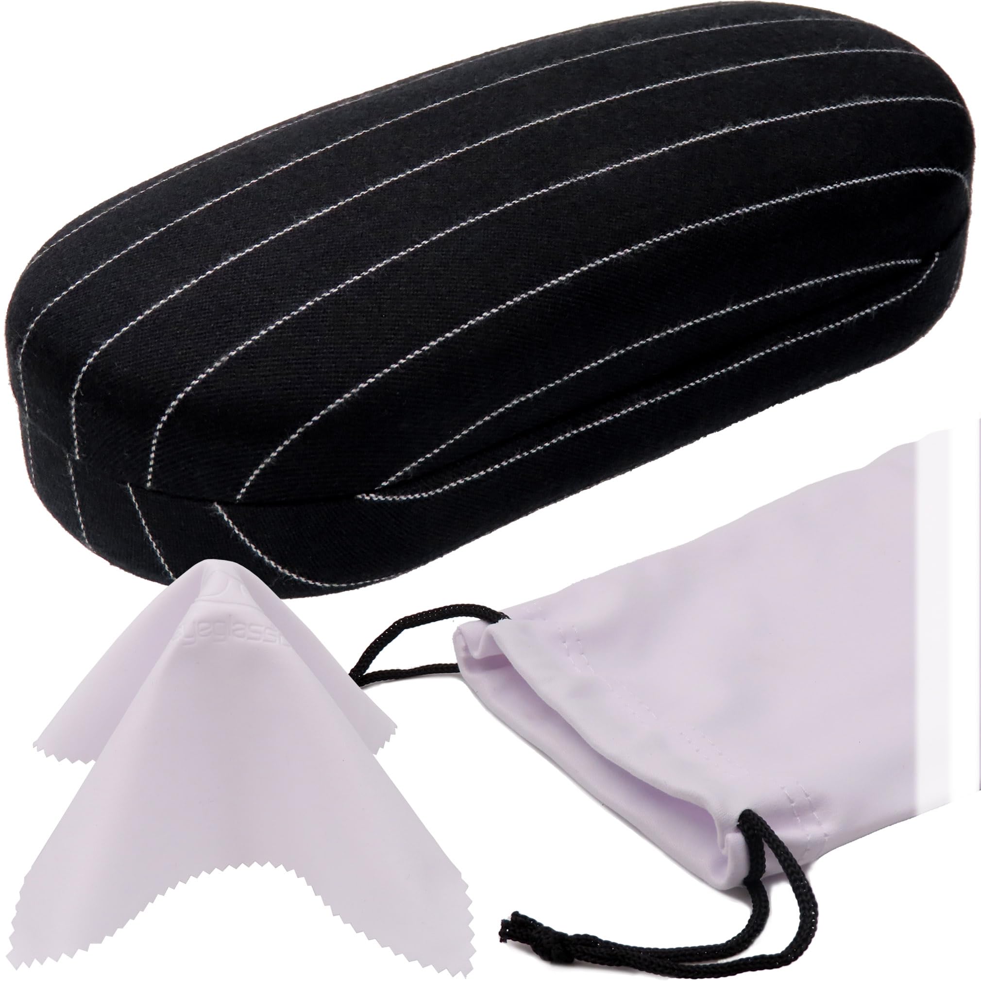 MyEyeglassCase - Large Sunglasses Case - Glasses Holder with Pouch &amp; Cloth - Eyeglass Hard shell Medium - Extra Large frames
