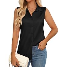 Womens Sleeveless Button Down Shirts Satin Blouses Business Casual Summer Tank Tops for Women 2026