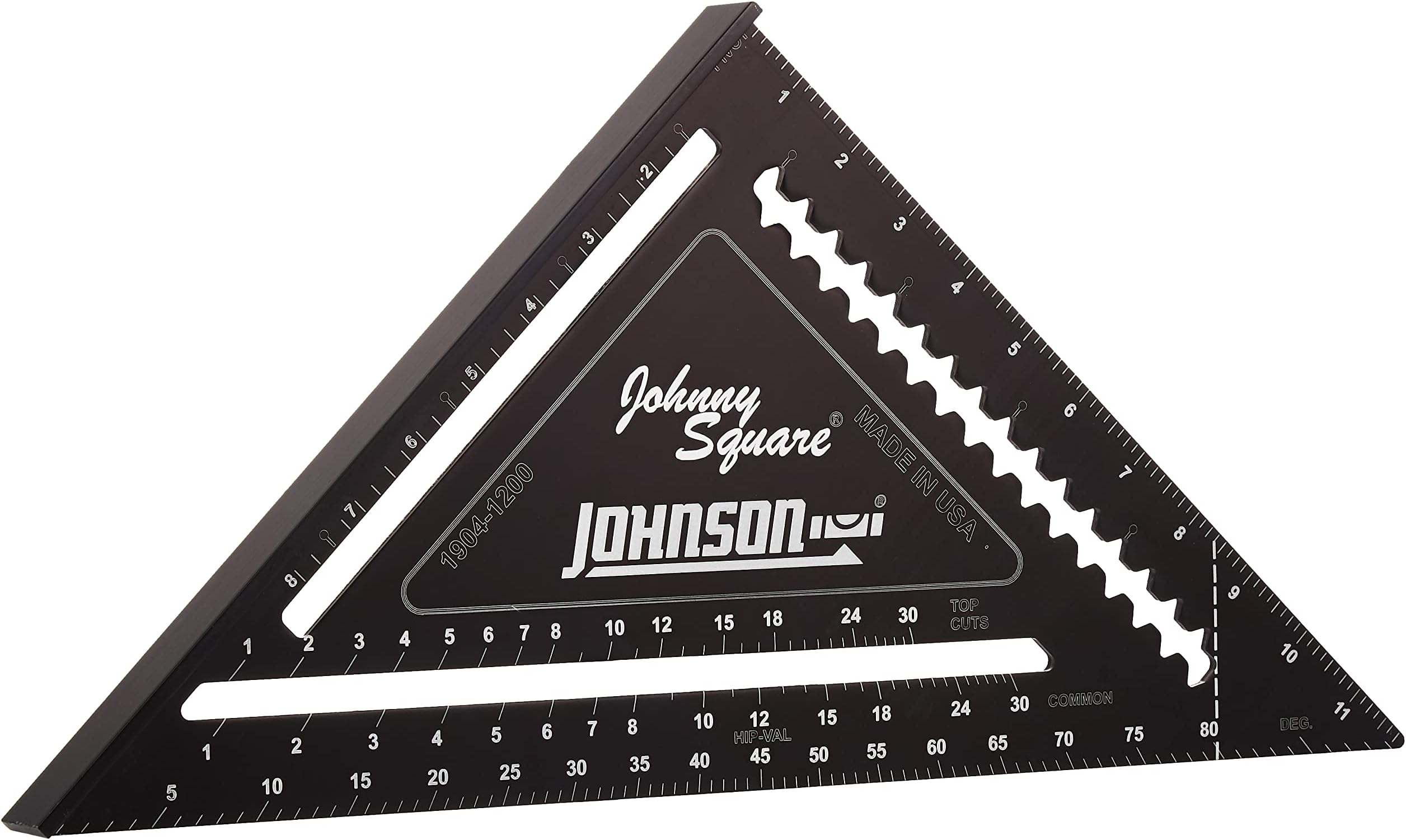 JohnsonLevel & Tool 1904-1200 Johnny Square Professional Easy-Read Aluminum Rafter Square, 12", Black, 1 Square