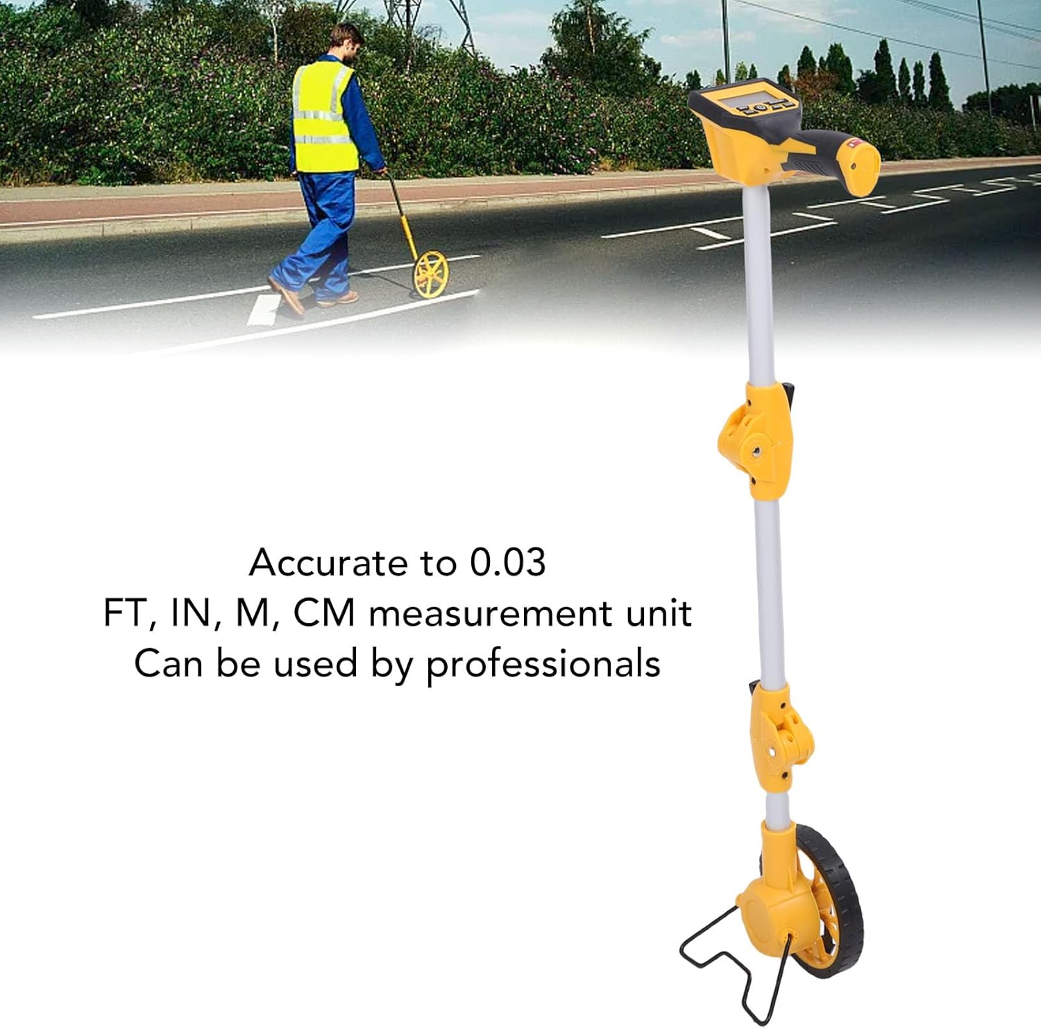 Garosa Digital Measuring Wheel with Backlit Display 36.6in Collapsible & IP54 Accurate 0.03 for Surveyors & Construction Metric Imperial