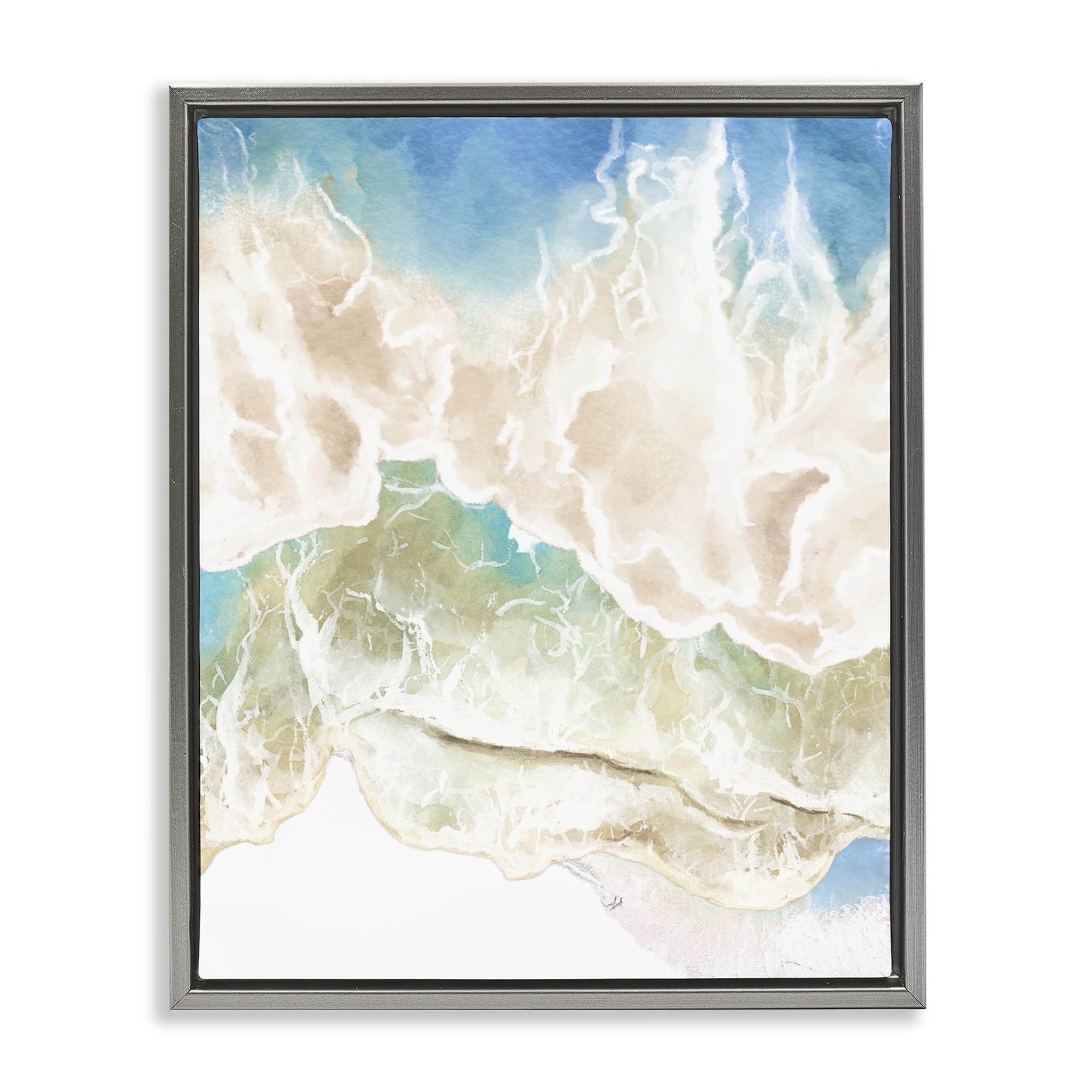 Stupell Industries Luster Gray (Matte) 'Washed Away Tide Abstract'| Floating Frame Canvas Art