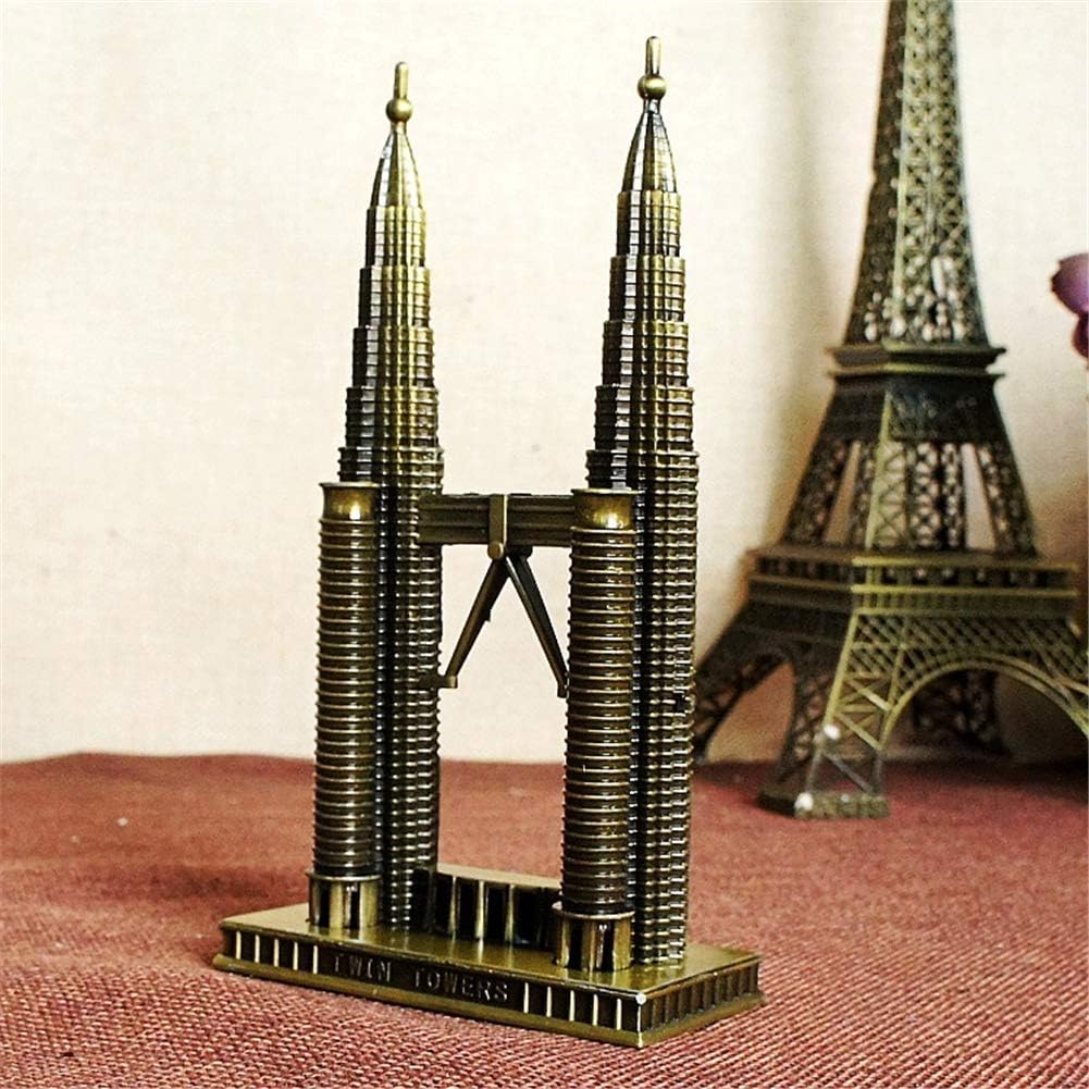 SUPERPOWER® World Famous Malaysia Petronas Twin Towers Architecture Model Bronze Metal Statues Kuala Lumpur Landmark Building Tourist Souvenirs Gifts Collectible Figurines Sculptures - Image 3