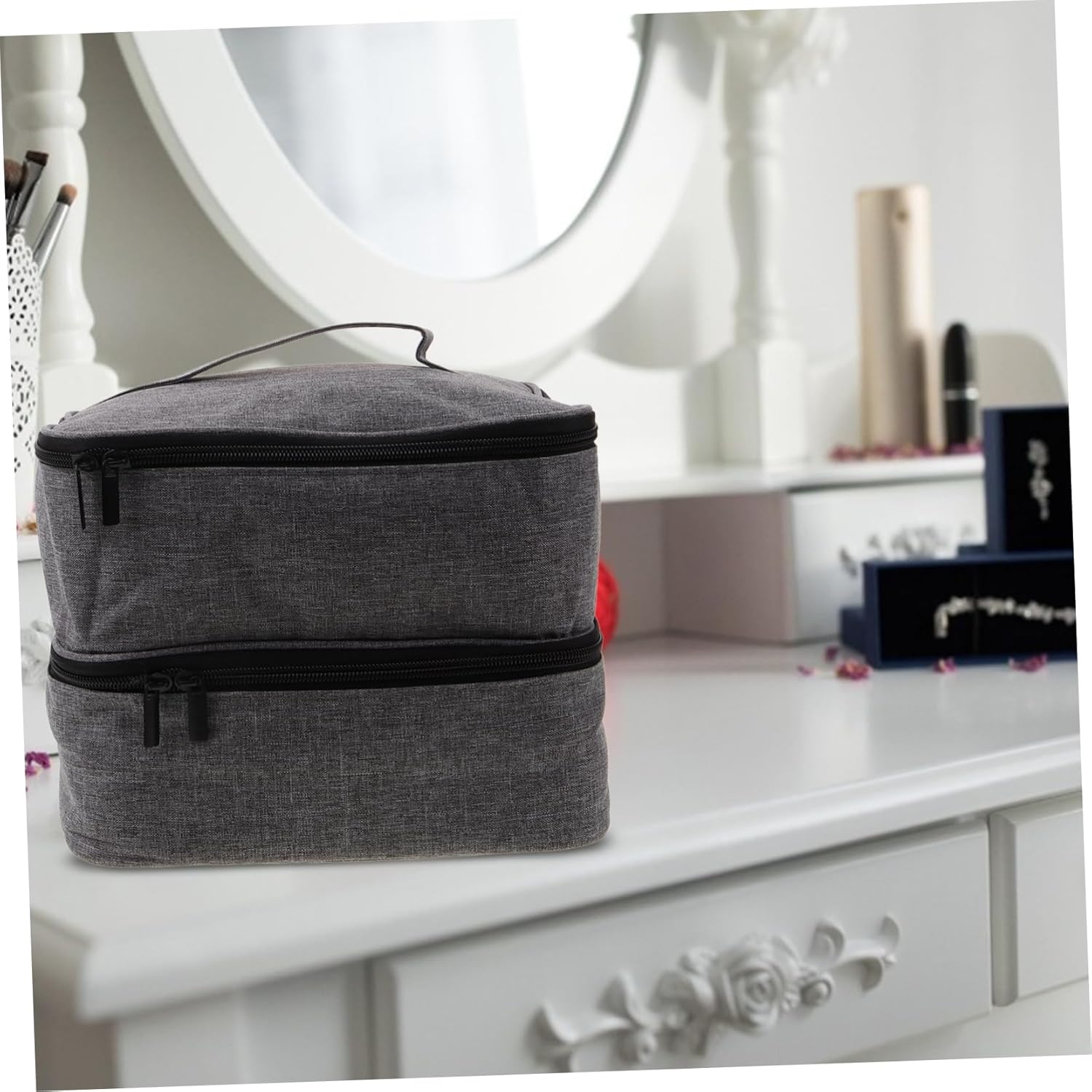 and Nail Polish Organizer Case Double Storage Bag for Makeup and Portable Zippered Holder for Travel Capacity Design