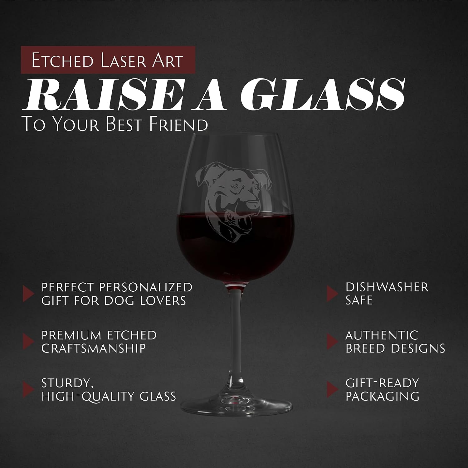 Beauceron Dog Themed Etched 12.75oz Wine Glass