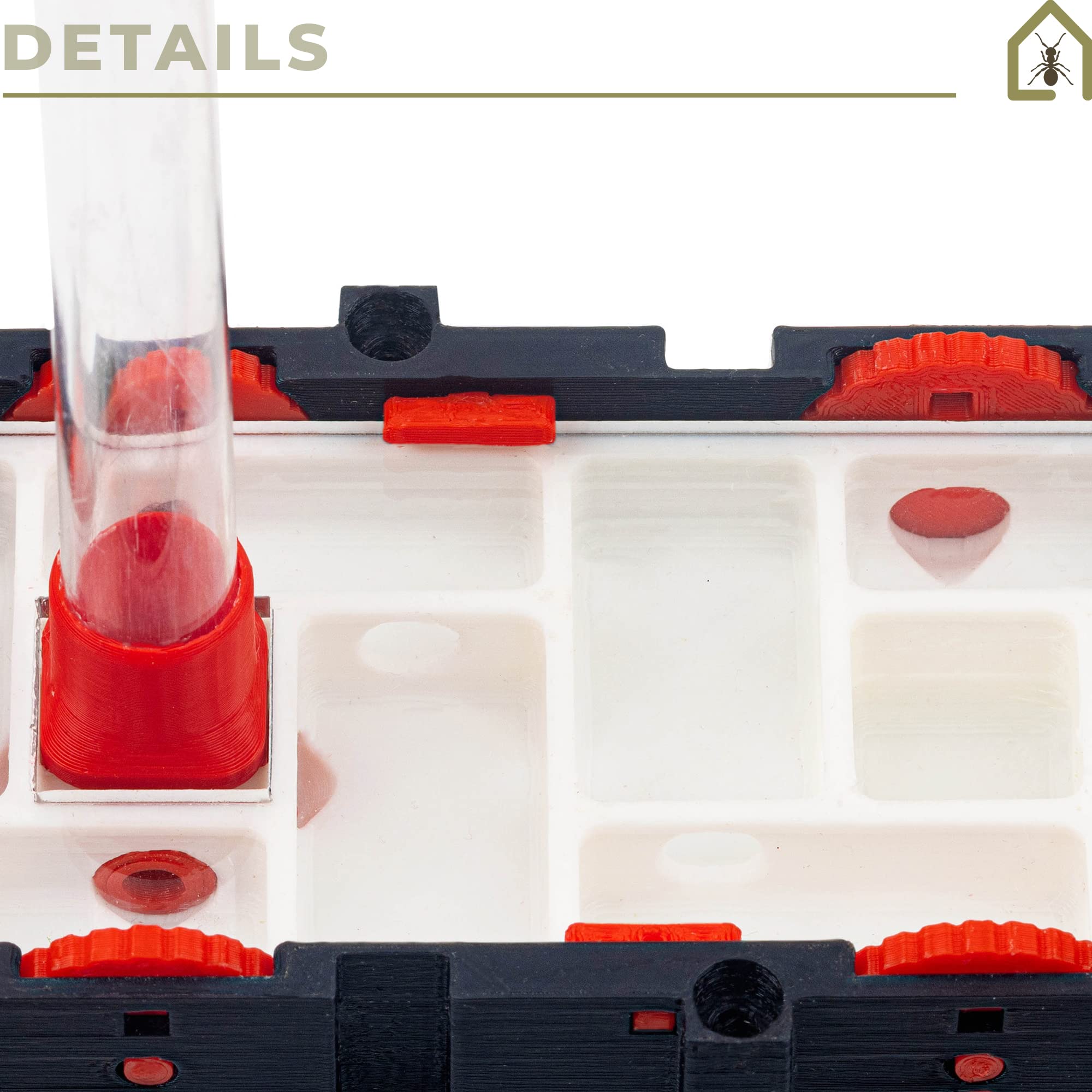 Anthouse.es - Hormigueros Modulares 3D - Modelo QBIK Duo - Terrario Ampliable para Hormigas Medianas - Hormiguero 3D con Sala de Forrajeo - 6,78x12,78x5 cm - 2