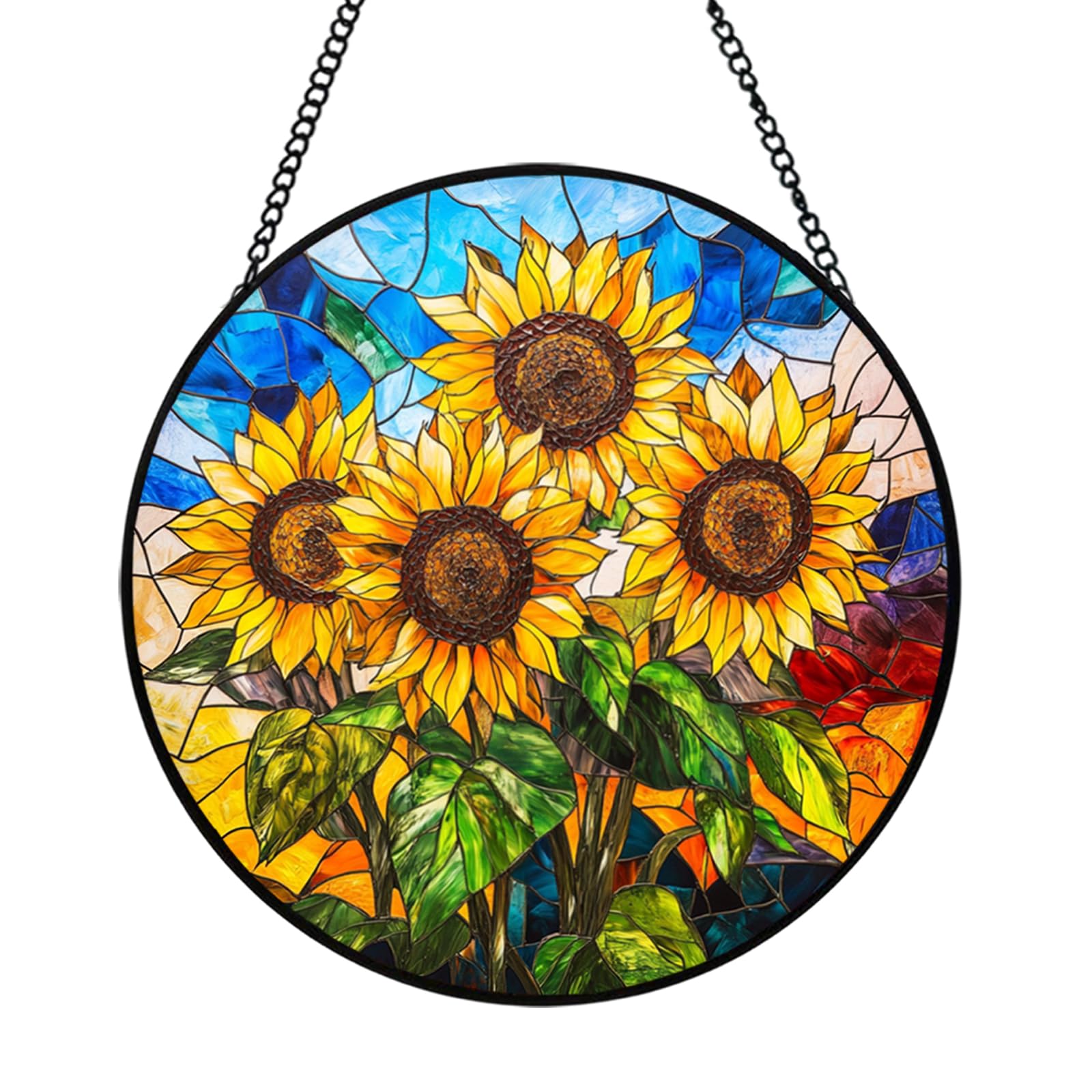 Cadeau tournesol en vitrail de 20 cm pour maman et grand-mère