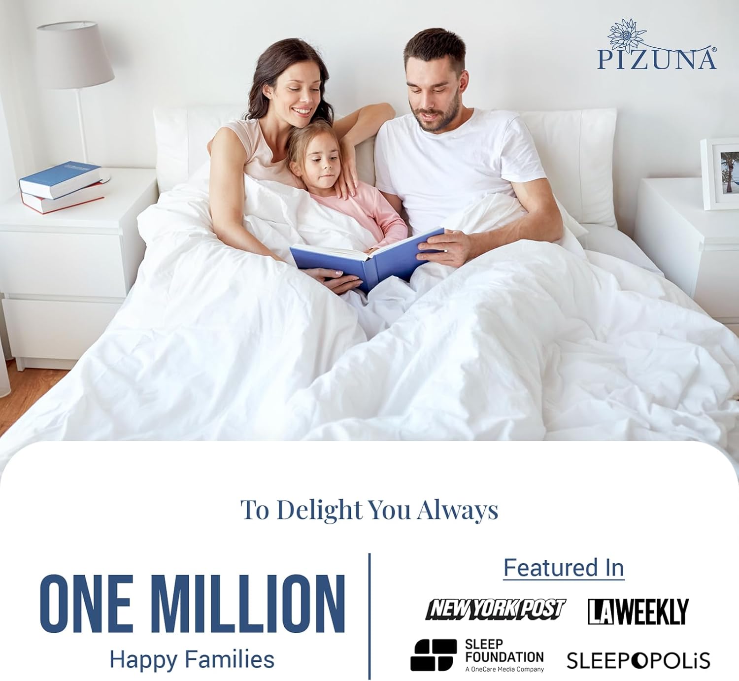 Pizuna Pure 100% Luxury Cotton California King Sheets Set White, 1000 Thread Count Long Staple Cotton, Thick Sateen Cal King Sheet Set 15" Deep Pocket (Combed Cotton Bed Sheet Set)