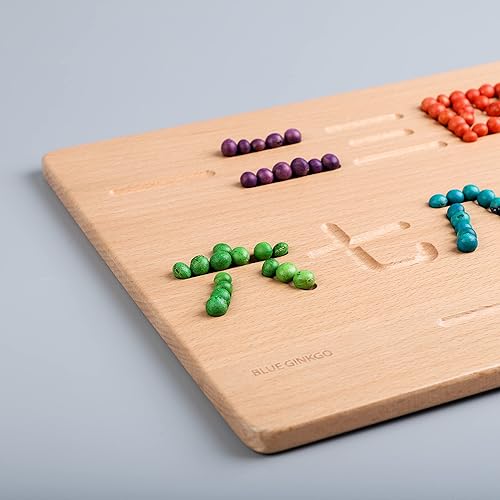 Miniatura 6 de BLUE GINKGO Tablero de números chinos, tablero de matemáticas de madera de doble cara y juguete de contar para aprender números de mandarín del 1 al