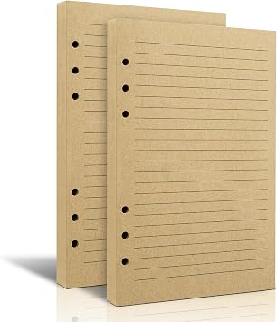 2 Packs A5 Lined Vintage Refillable Paper, Retro A5 Binder Refills Paper for 6-Ring Binders Planner Traveller Journal Notebook Dairy, 8mm Ruled Filler Paper, 80 Sheets 160 Pages, Lined