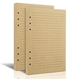2 Packs A5 Lined Vintage Refillable Paper, Retro A5 Binder Refills Paper for 6-Ring Binders Planner Traveller Journal Notebook Dairy, 8mm Ruled Filler Paper, 80 Sheets 160 Pages, Lined
