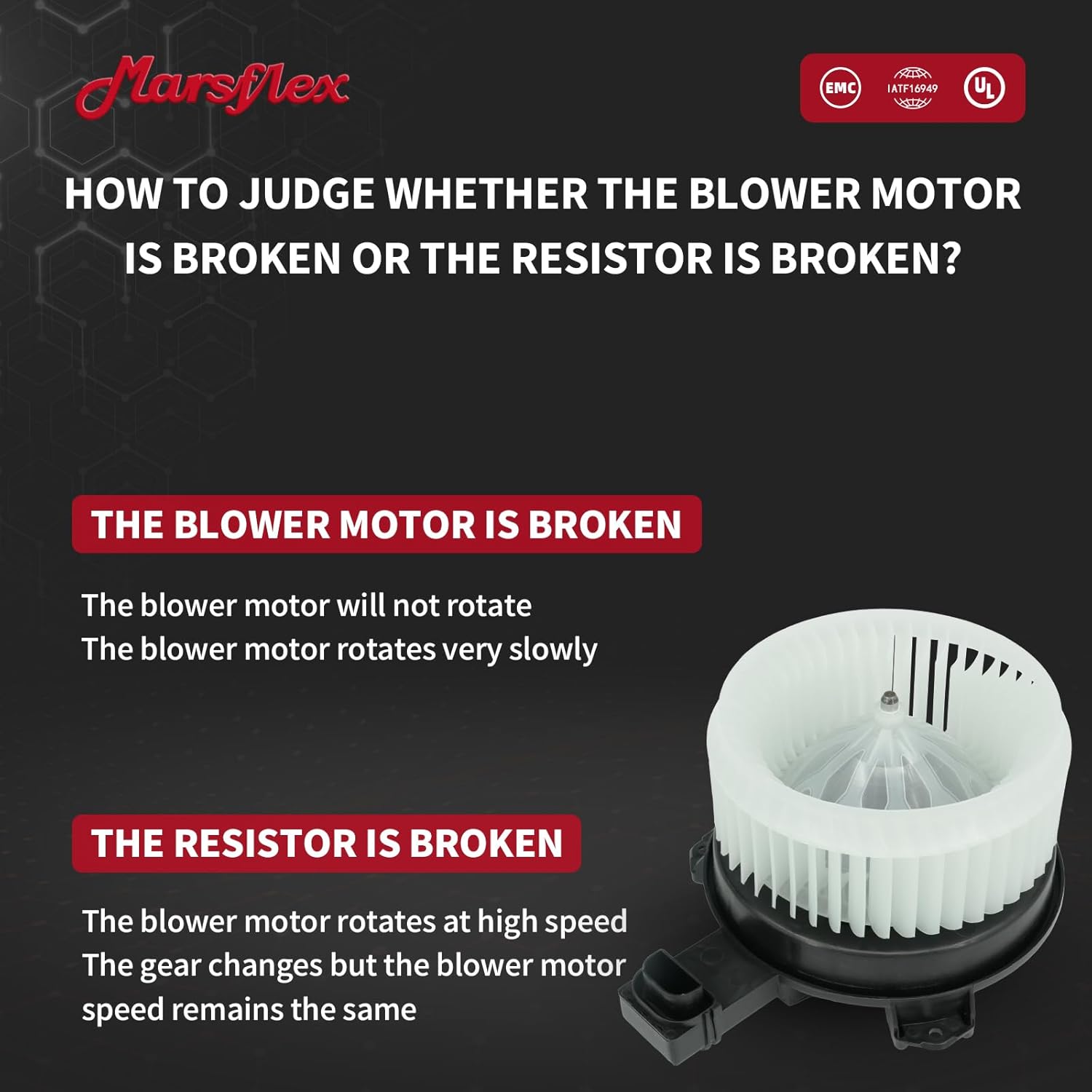 Marsflex Front Blower Motor 700260 for 2012-2018 Honda CRV Civic Accord & Acura RDX ILX, 2013 2014 2015 2016 2017 Automotive Replacement Blower Motor Fan OE: 79310-T0A-A01, PM4038, 79310-T2F-A01