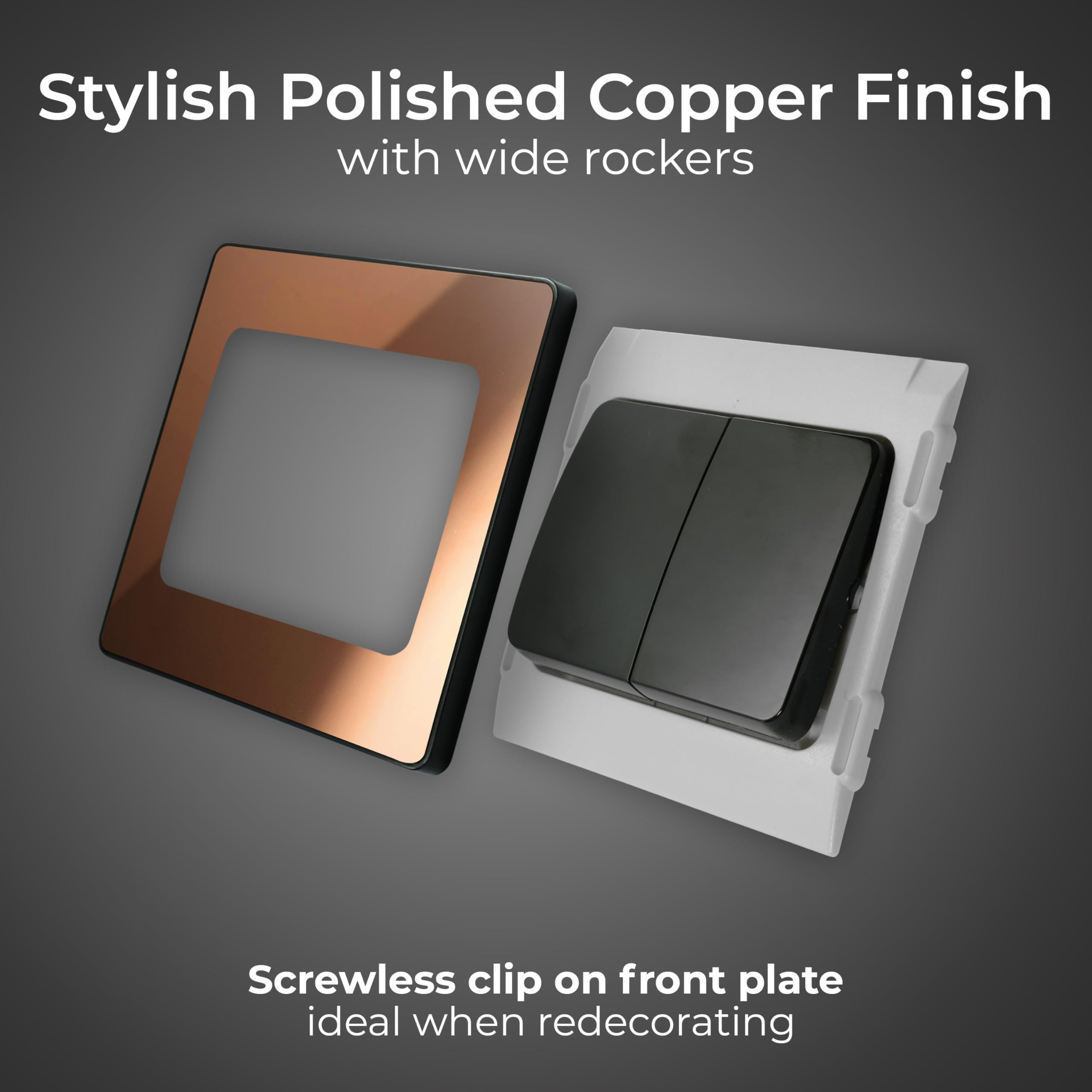 BG Evolve Double Interrupteur Gris Mat 20 A 16 Ax, 2 Voies, Large