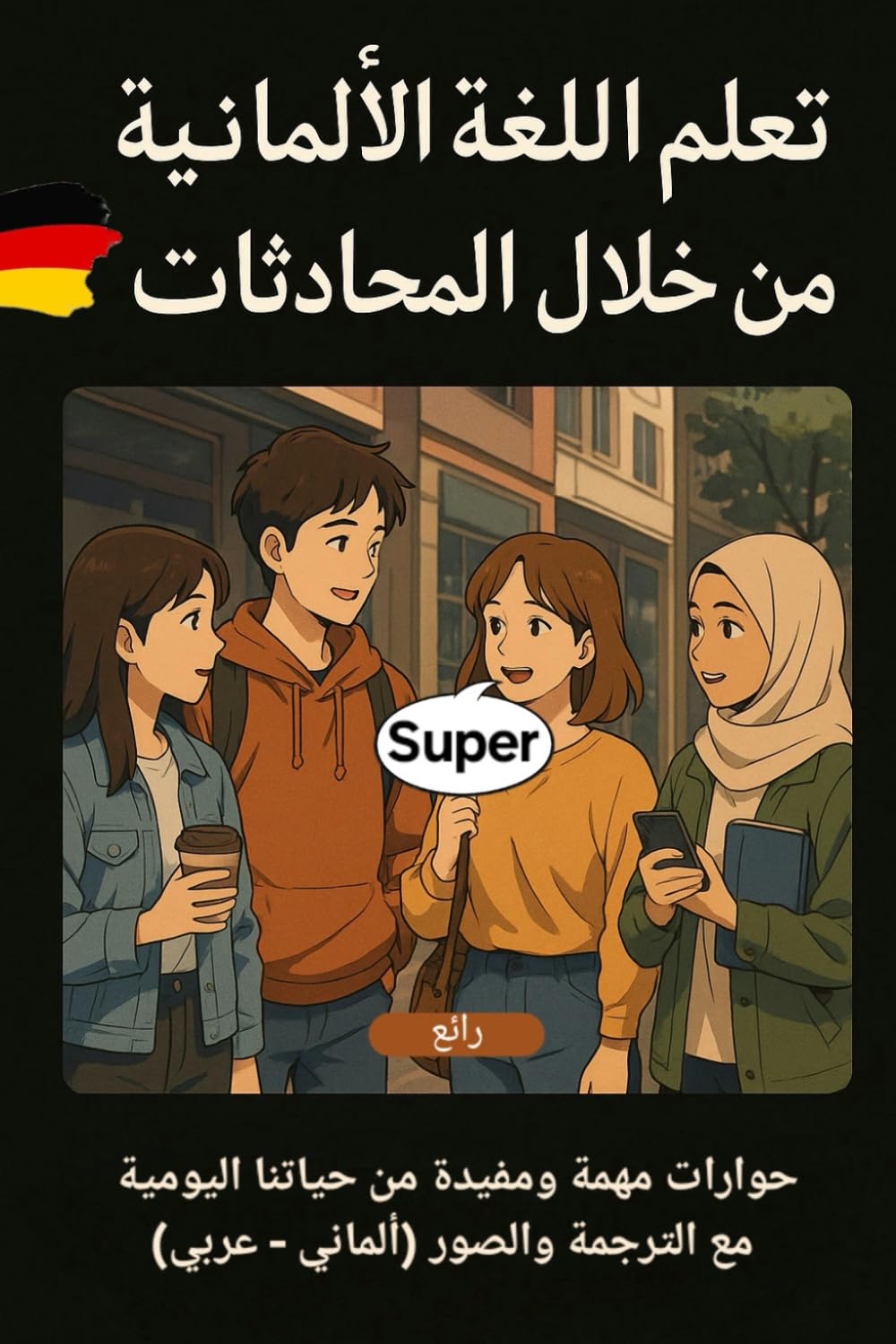 تعلم اللغة الألمانية من خلال المحادثات/الحوارات: مع الترجمة العربية والصور والصوت للجميع المستويات (Deutsch lernen)