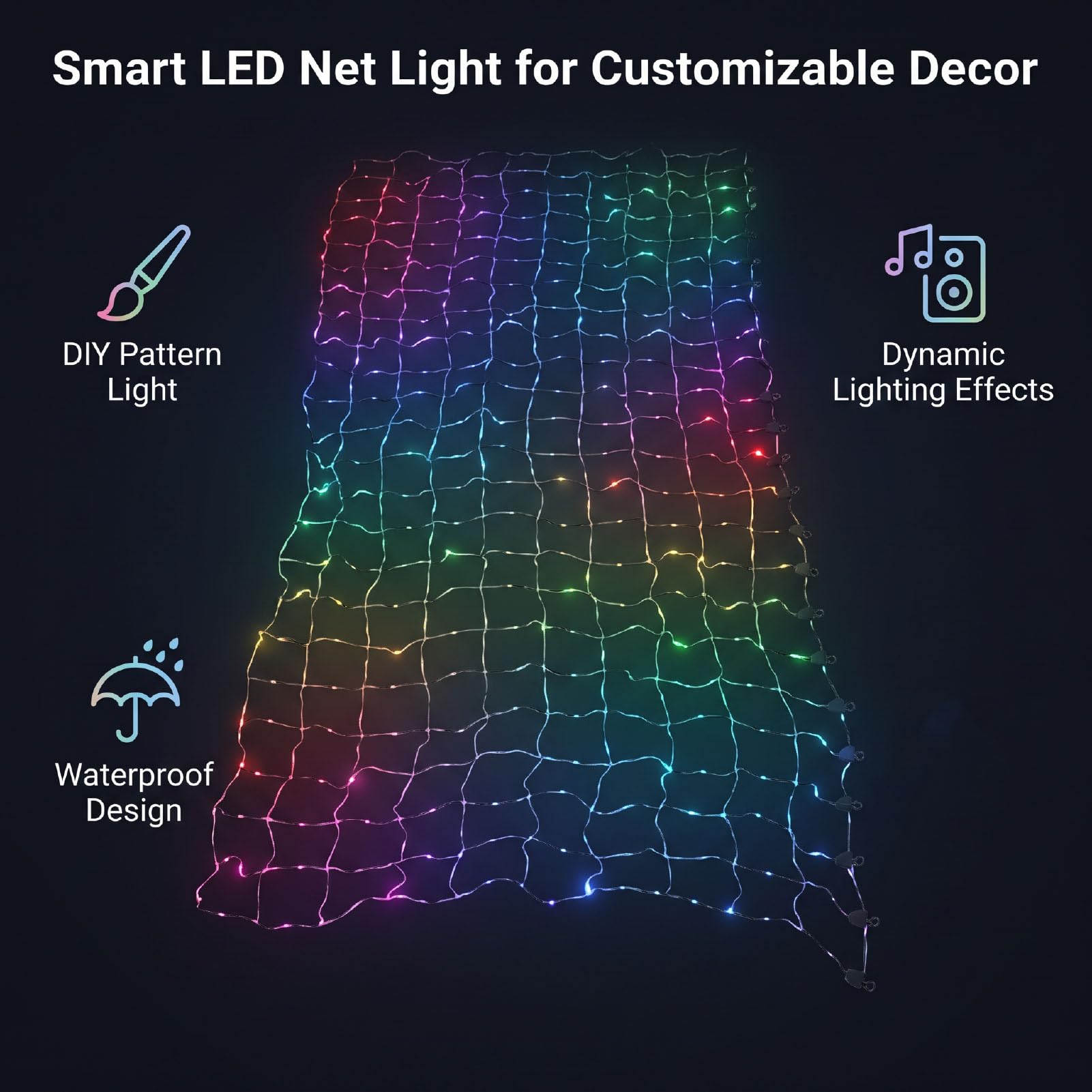 Fdit Światło Sieciowe LED, Kontrola Aplikacji RGB Wodoodporna Dekoracja