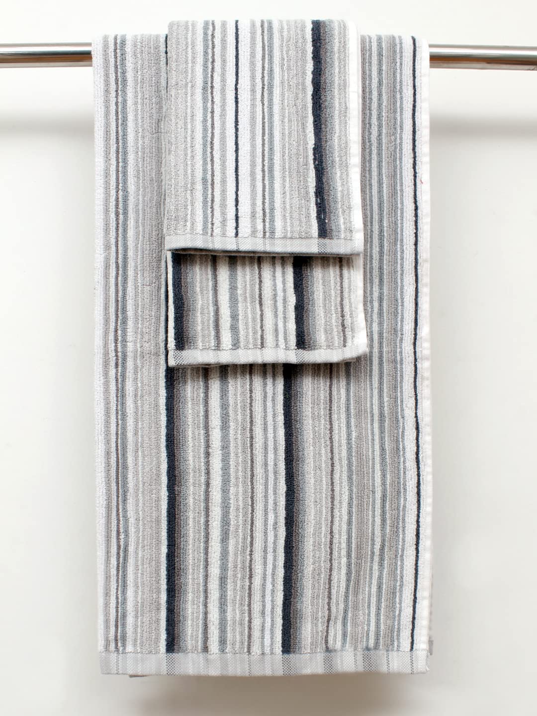 AVI Living Cotton Towel|Set of 3|GSM : 550 |Color : Multi (Blue & Beige)|for Home Men Women