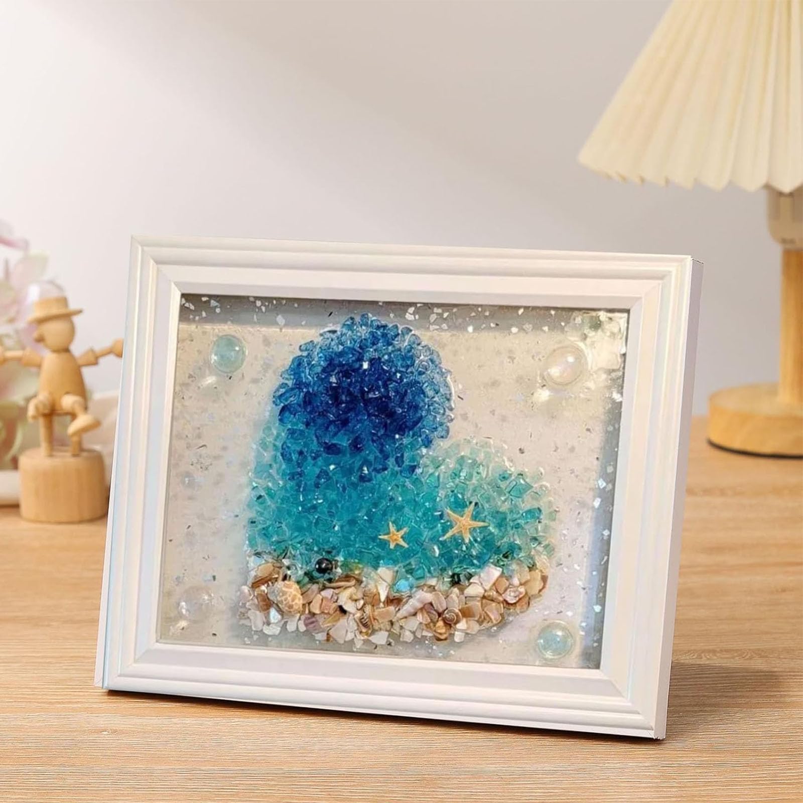 Kit artistico in vetro marino, arte fai da te in resina per adulti, kit per mosaico per cornici, decorazione creativa in resina, forniture artistiche e progetti artistici in vetro di mare
