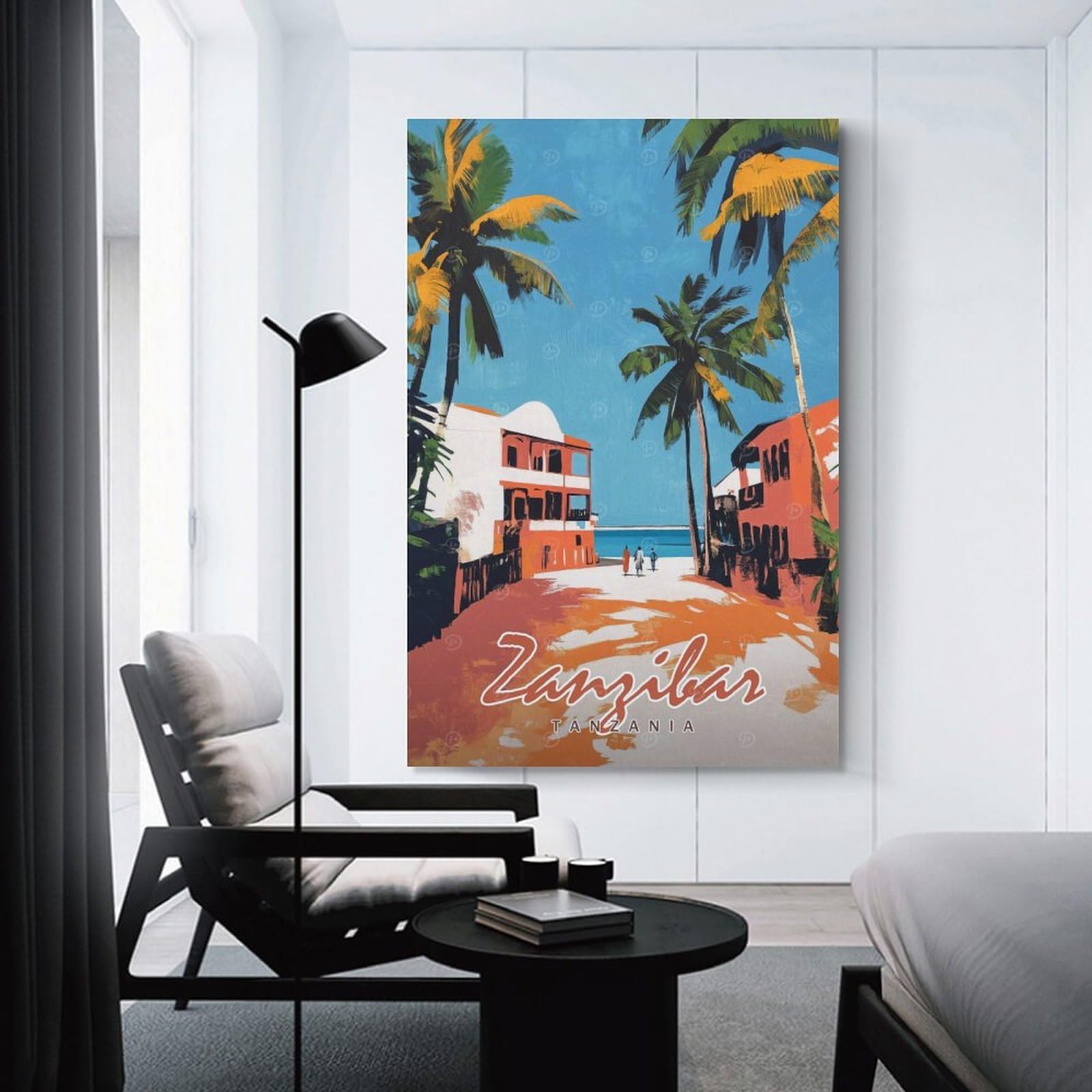 Junmoney Hanging Wall Art Zanzibar Travel, 24x36inch(60x90cm), for Living Room, Bedroom Or Apartment Walls, Decorative Artwork for Empty Walls