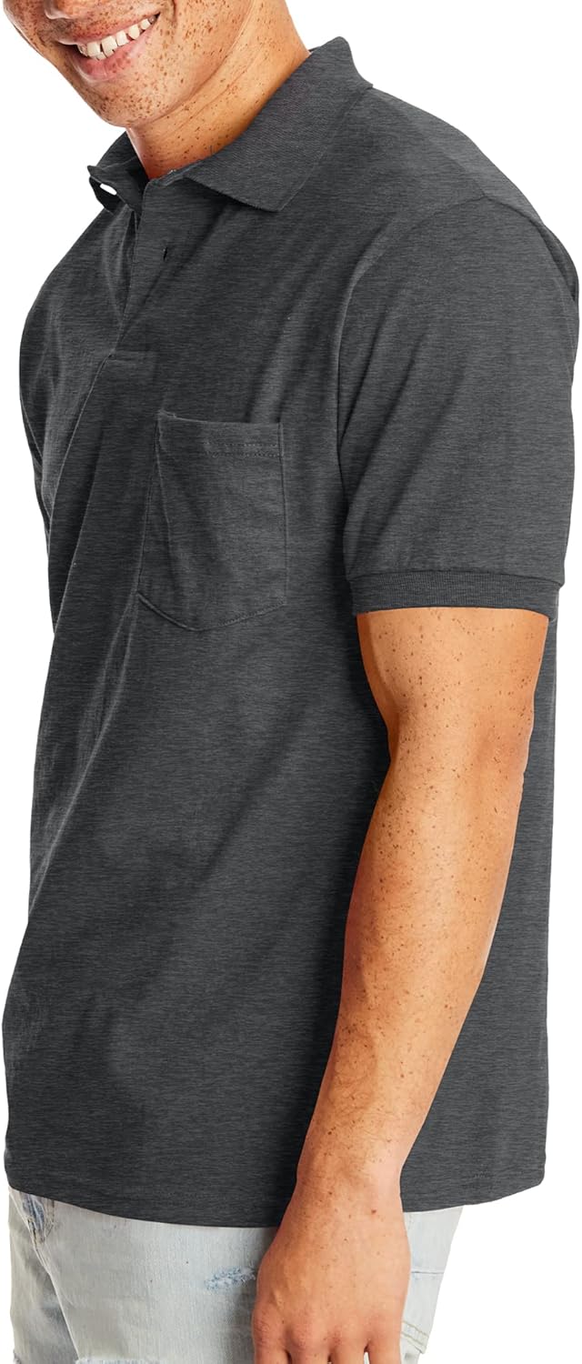Hanes Men's Short Sleeve Jersey Pocket Polo (Pack of 2) - Image 4