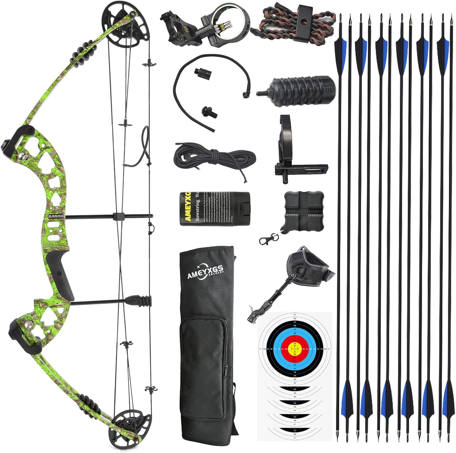 Compound Bow Arrows Sets - Right/Left Hand Archery Compound Bows, IBO 310 FPS 30~55 Lbs Draw Weight for Adults and Beginners，Hunting Bow Kit for Beginner