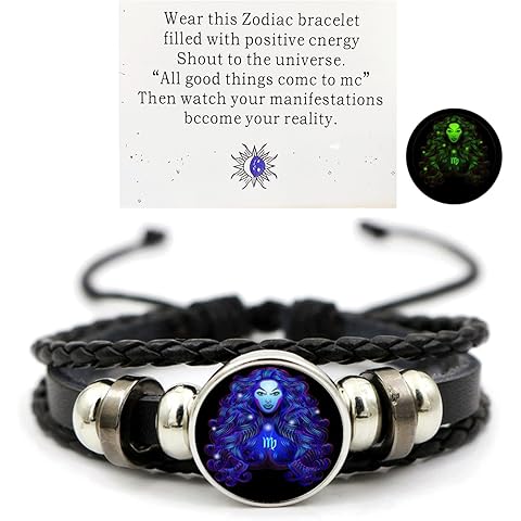 Zodiac Signs Spirit Bracelet Zodiac Bracelet for Women Men Adjustable 12 Constellation Bracelet Multilayer Zodiac Black Leather Bracelets Zodiac Sign Wrap Bracelet for Women Men Birthday Jewelry