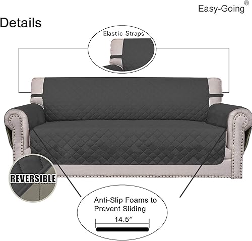 Miniatura 372 de Easy-Going - Funda reversible sobredimensionada para sofá de 3 cojines, protector de muebles resistente al agua con tubos de espuma para perros Gris