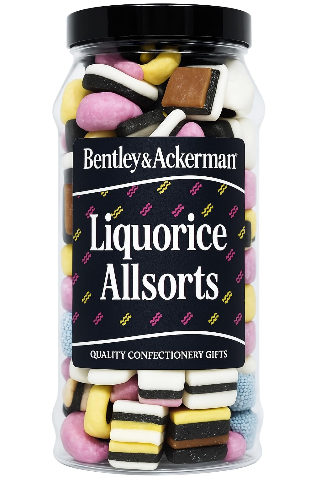 Liquorice Allsorts Sweets - (600g) Original Retro Liquorice Allsorts Sweets Gift Jar By Bentley & Ackerman's Sweet Shop.
