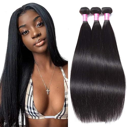 Miniatura 17 de Extensiones de cabello humano brasileño rizado profundo con cierre, 3 paquetes con cierre (10, 10, 10, 10+10), parte media, 4 x 4 pulgadas, cierre