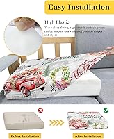 Vista 12 de Christmas Tree Couch Cushion Covers, Stretch Sofa Cover with Elastic Bottom, Merry Christmas Xmas Tree Snowflake Rustic Sofa Slipcovers Protector