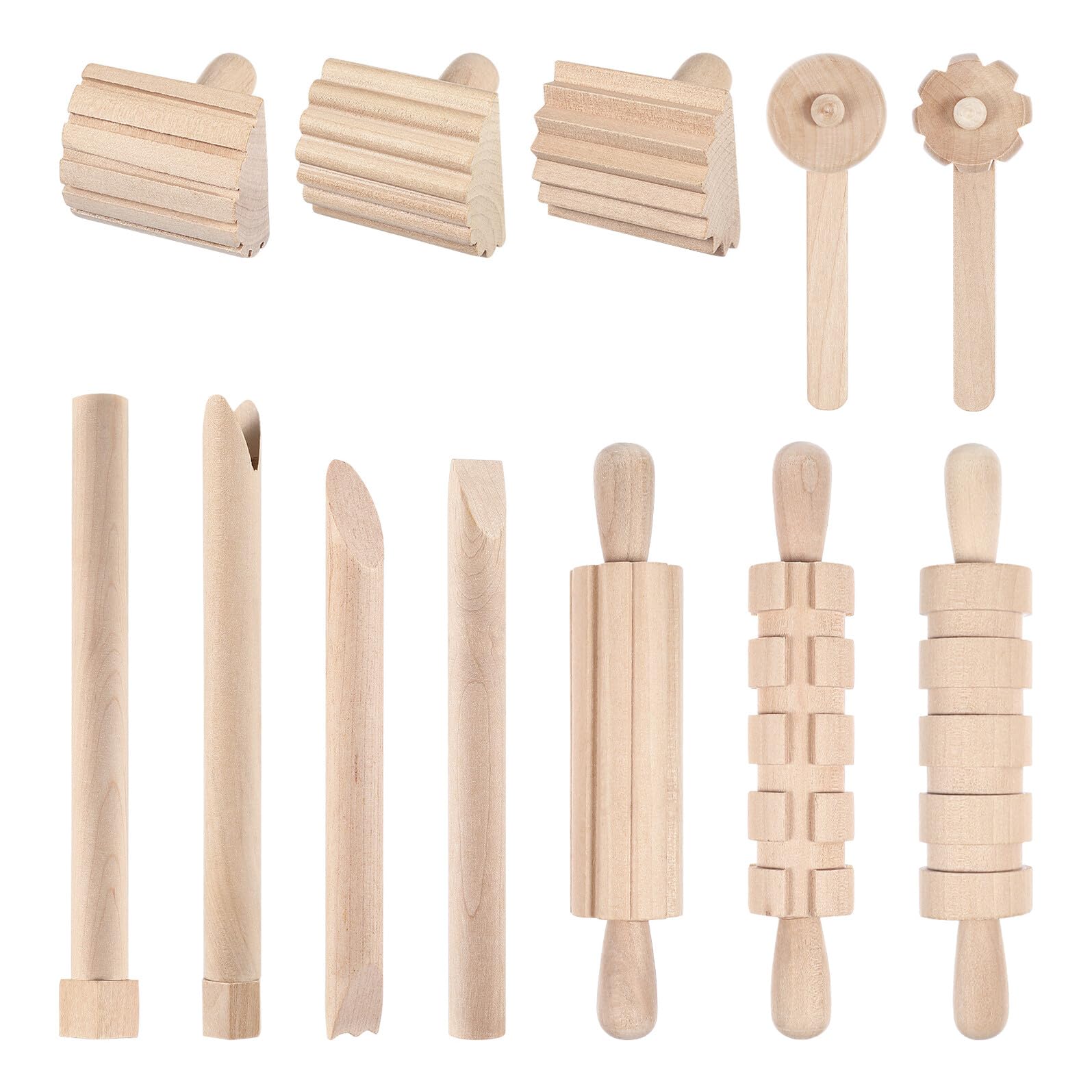 Outil de Modelage en Bois pour Garçon et Filles, 1 Set DIY Beige