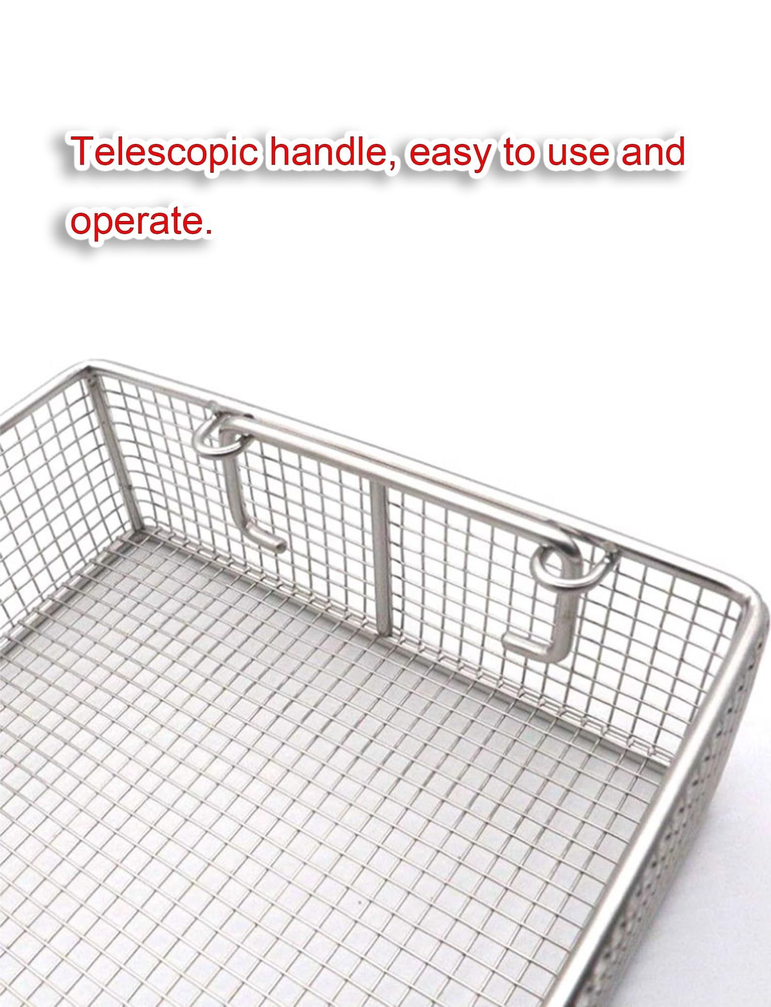 Bandeja para Instrumental y Cesta de esterilización de Malla de Acero Inoxidable 304 con asa, Cesta de desinfección médica para hospitales y clínicas, 50x30x15cm, Duradera y Resistente a la