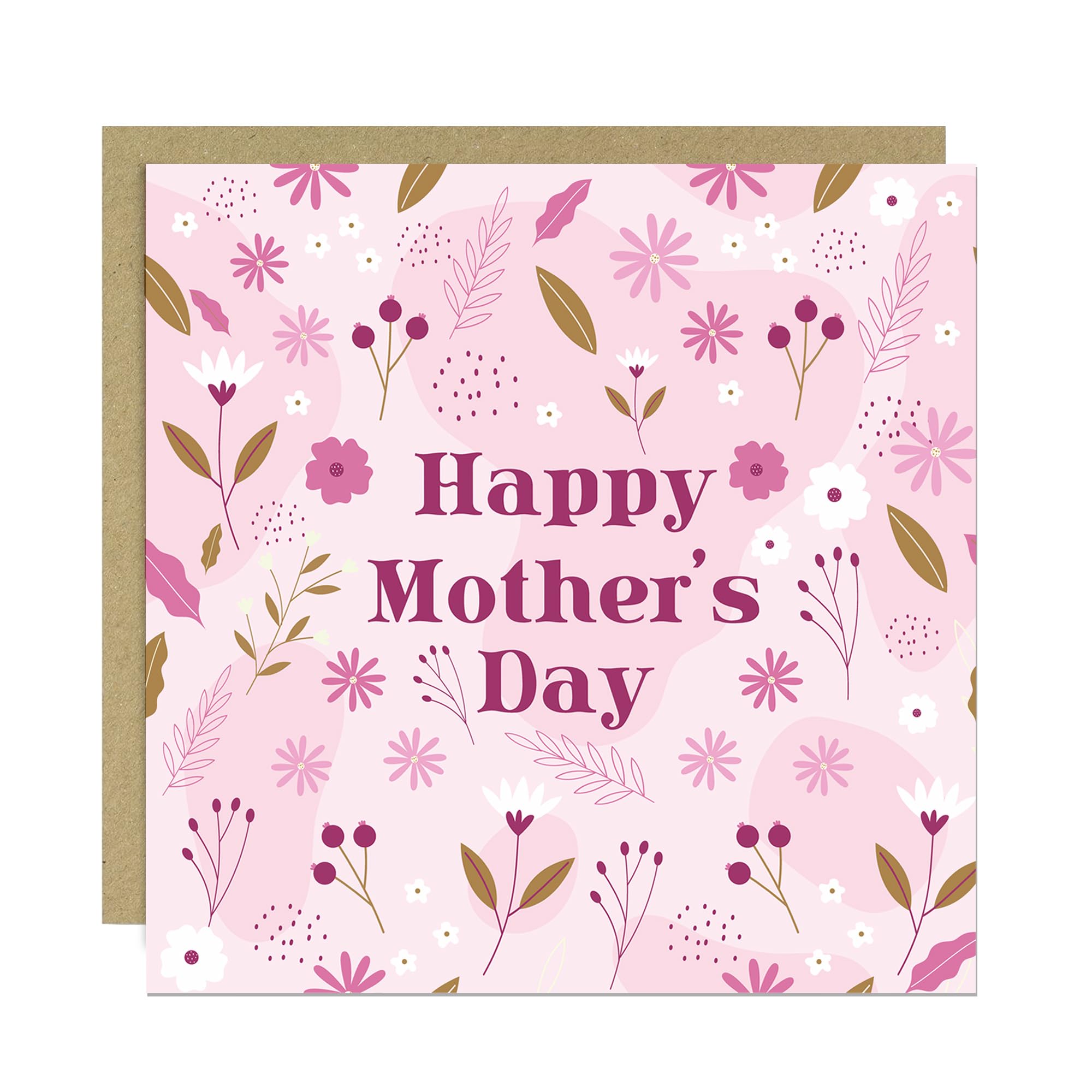 RED OCEAN Mothers Day Card, Pink Floral Design, For Mum, For Mummy, Grandma, Wife, Nanny, Mothers Day Card With Envelope, Mum, Her