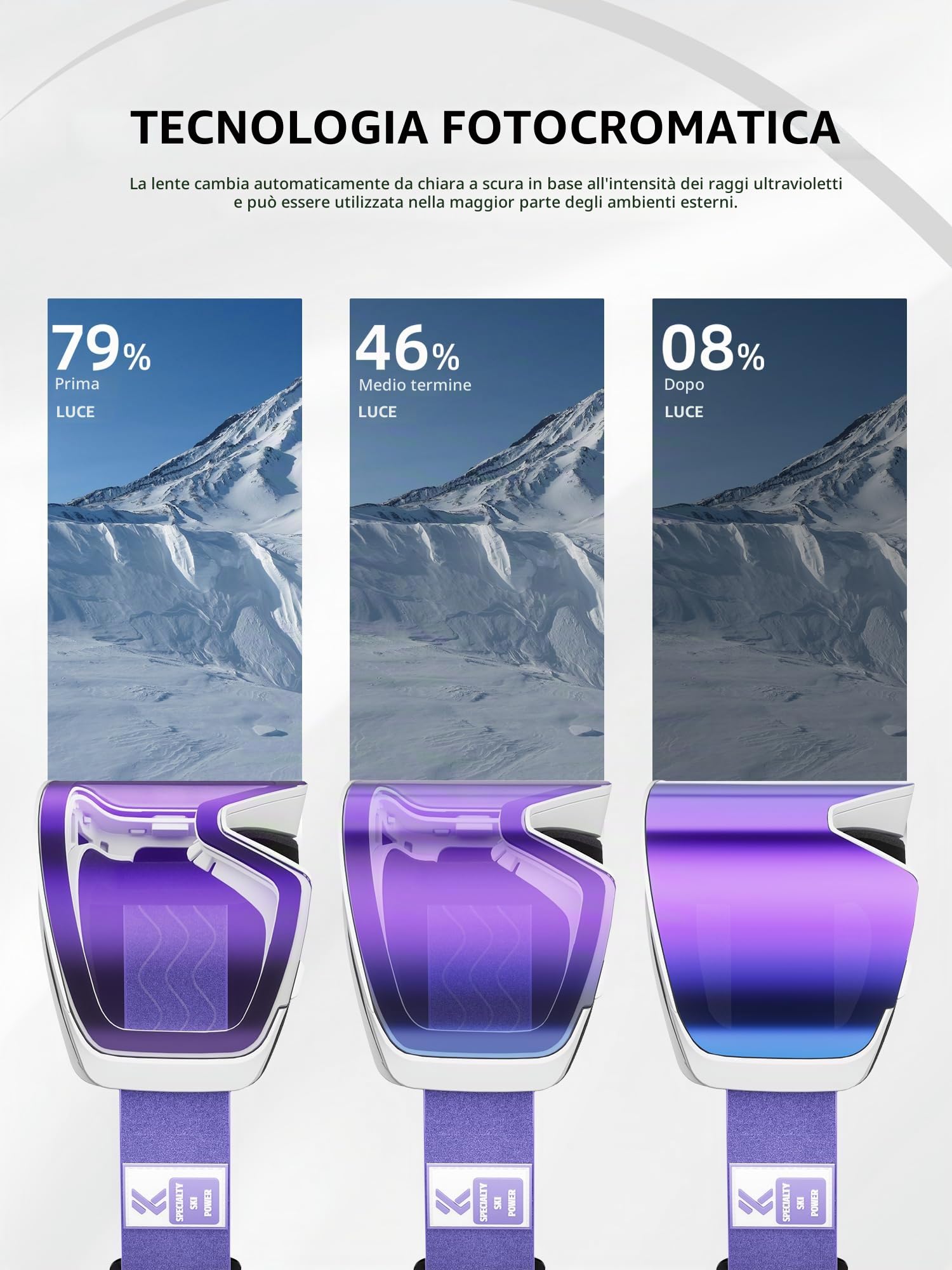 KAPVOE Maschera da Sci con Lente Magnetica Ribaltabile UV400 K724 | Antinebbia e compatibile con casco per uomo, donna e ragazzi; ideale per sci, snowboard e pattinaggio su ghiaccio