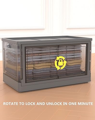 Miniatura 2 de Contenedores de almacenamiento de plástico de 19.5 galones para organizador de armario, plegables de plástico, apilables, organizadores de armario y