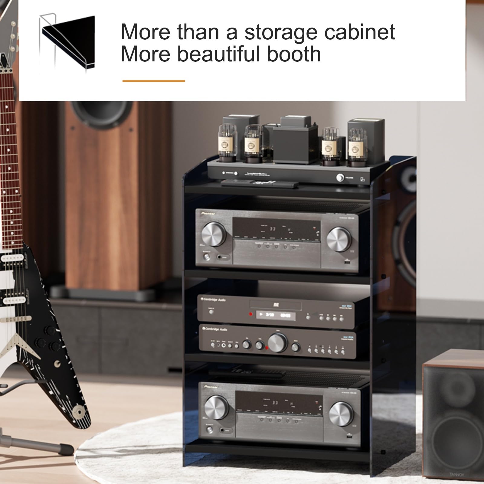 Generisch Moderner Medienschrank – Verstellbare Regale, Audio-Video-Ständer für Stereoanlage, CD-Player und DJ-Equipment – Stilvolles Entertainment-Center für Zuhause und das Büro