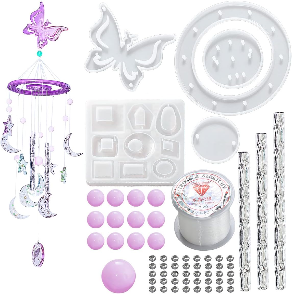 Resin Molds Silicone Kit for Wind Chime Casting, RESIN TOUR Wind Chimes Epoxy Resin Molds with Craft Supplies for Home Décor Create Art DIY Wind-Bell Decorations (Moon) : Arts, Crafts & Sewing