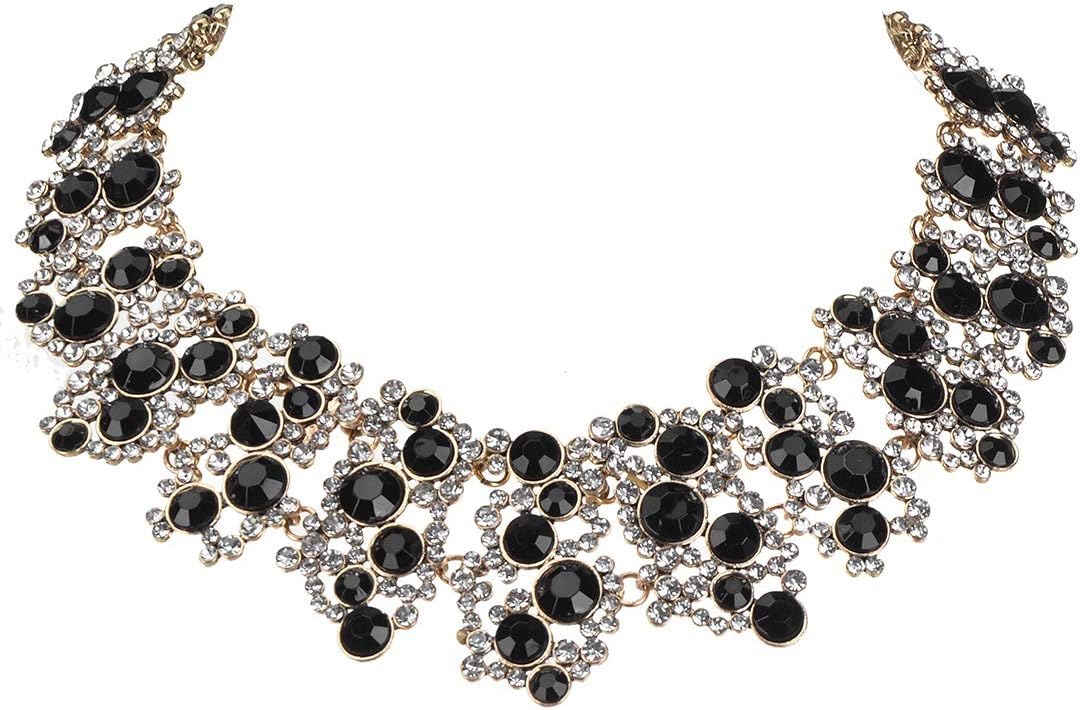 Jerollin Crystal Rhinestone/Pearl Statement Chain Necklace, Vintage Choker Bib Pendant Necklace Bohemian Bling Tassel Collar Statement Necklace for Evening Party - Image 3