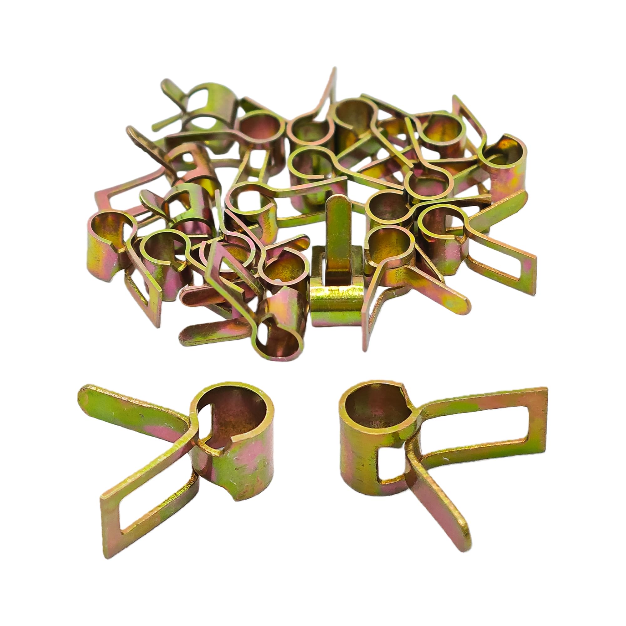 20Pcs 1/6inch Spring Band Type Fuel Hose Clamps, 4mm Silicone Vacuum Hose Pipe Clamp Fasteners, Water Pipe Air Tube Clamps, Fit 4.3-4.5mm OD Hose