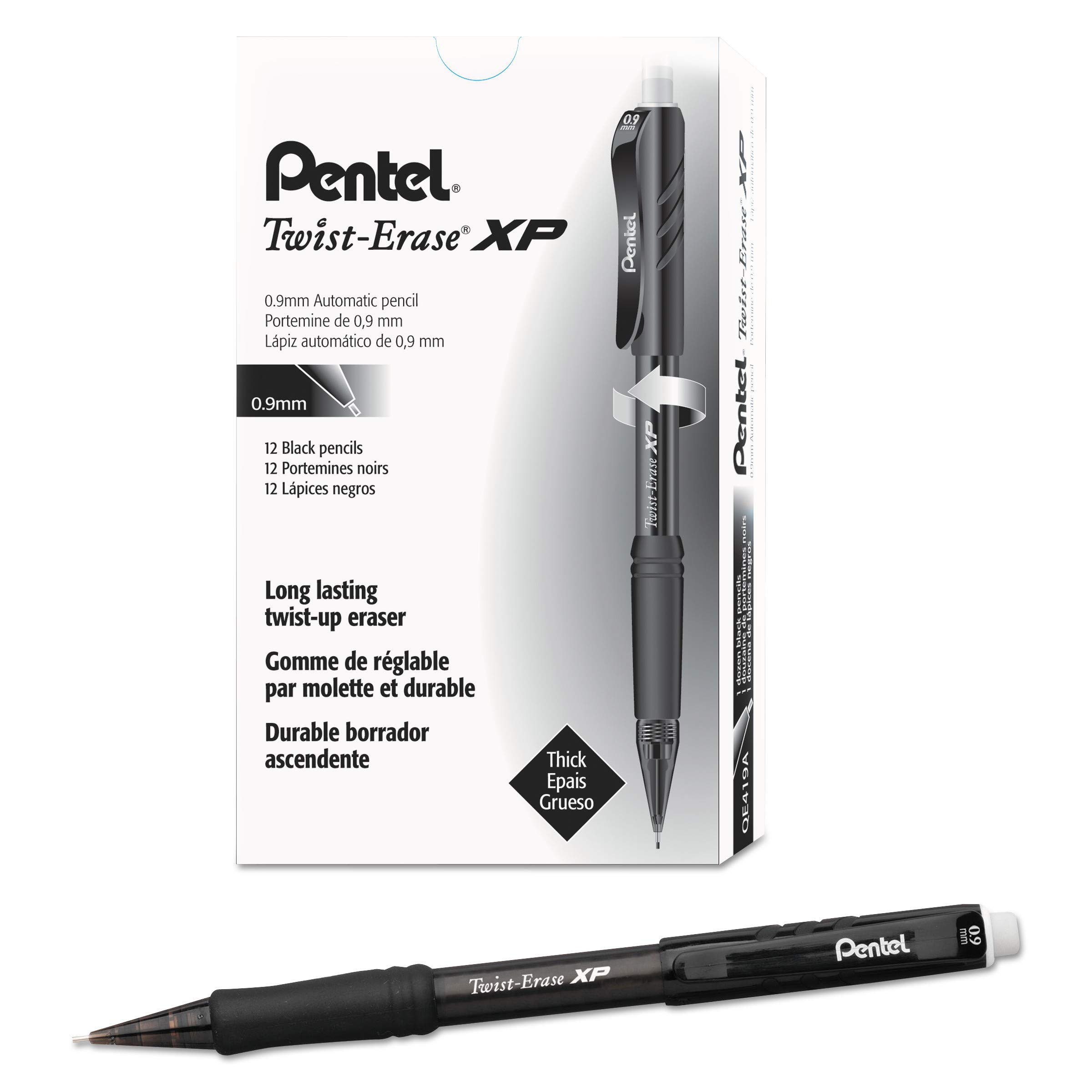 Pentel® – Twist-erase Express crayon mécanique, 0,9 mm, corps noir – Vendu comme 1 Douzaine – Allure et contemporain.