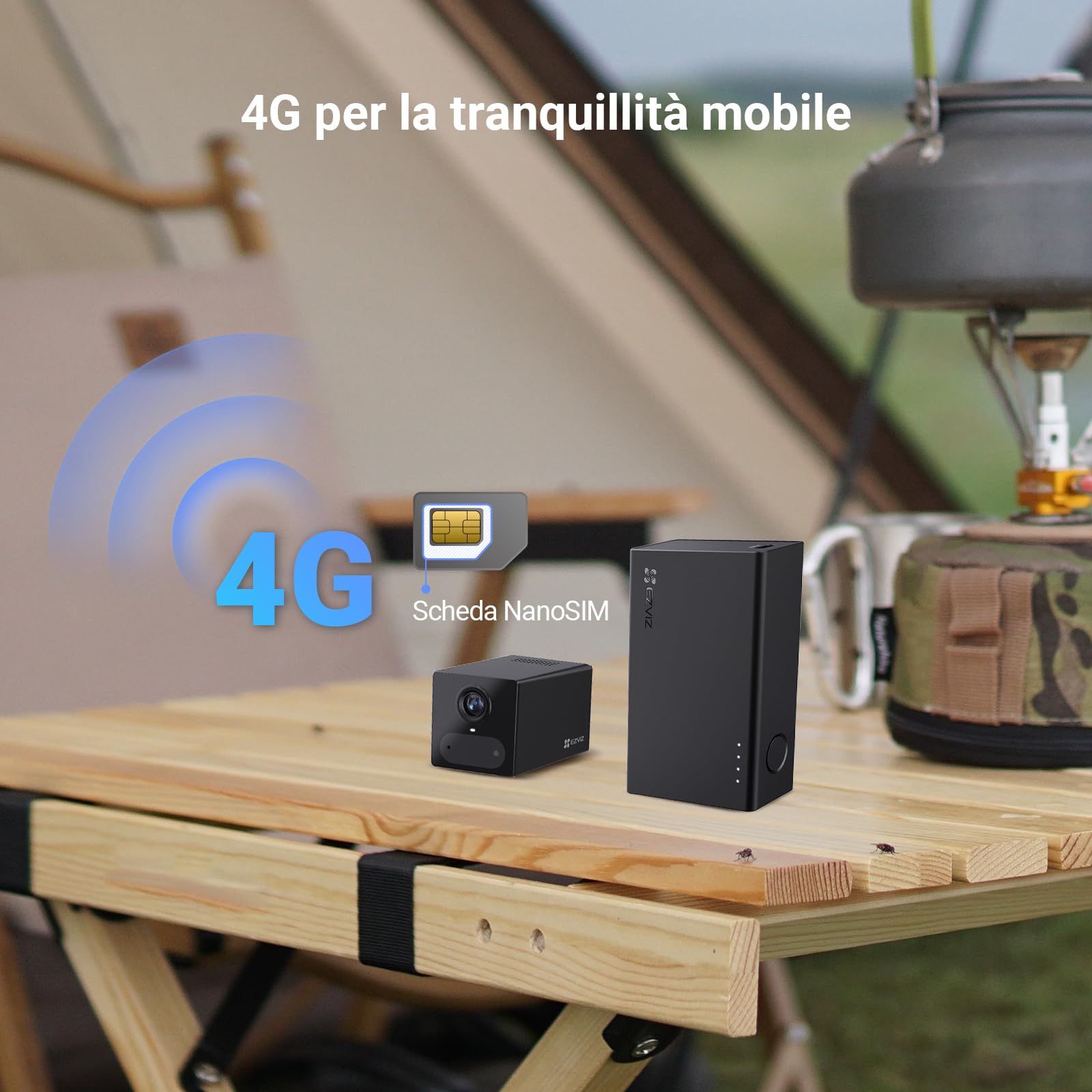 EZVIZ 4G LTE 2K Telecamera da Interno a Batteria, Audio Bidirezionale, Rilevamento di Persone, Registrazione Time-Lapse, Modalità AOV, 100% Senza Fili, 512GB SD(Non Inclusa), CB2 Nera