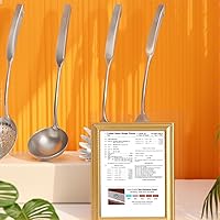 Vista 10 de Newness 4 Pcs Cooking Utensils Set, 304 Stainless Steel Kitchen Utensils Set, Metal Kitchen Accessories, Include Soup Ladle, Slotted Skimmer Spoon