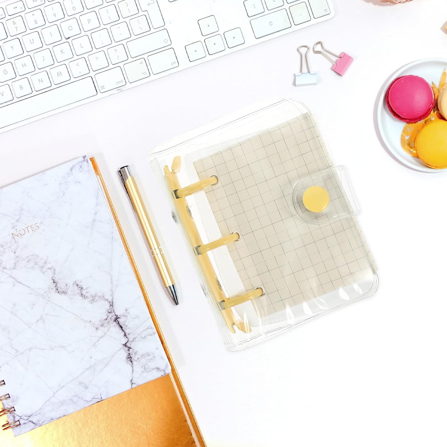 Hoement Loose-leaf Mini Notepad Cover Small Portable Binder Multi-function Notebook for School Office Note Taking