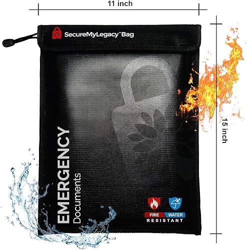 Miniatura 6 de Secure My Legacy - Bolsa ignífuga (paquete de 3) bolsas de documentos ignífugas, soporte para documentos de seguridad contra incendios con
