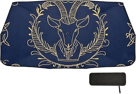 Gold Zodiac Sign Aries Navy Blue Designed Sun Visor for car Windshield Folding as seen on tv Products accesorios para sol de carro Interior